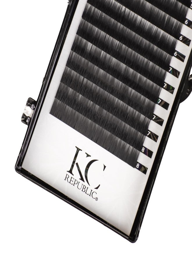 KC Republic Lash Eyebrow Extensions Kit with 1 x Trays of Mink False Eyebrows in Black Comes on Mixed Length Trays 5-8 mm Mix, Glue Clear & Dual Pack (Straight & Curved Tip) Extension Tweezers - Image 2