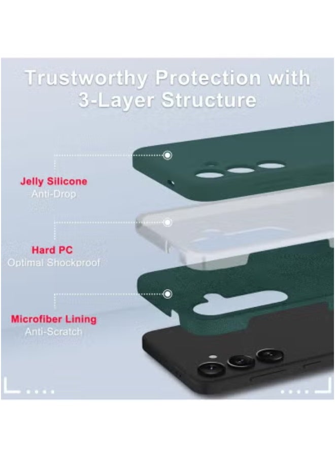 JAJEEK Samsung Galaxy S24 Plus Case with Screen Protector | Slim Shockproof Silicone Back Cover with Anti-Scratch Microfiber Lining | Durable Full Body Protection Case | Deep Green Wireless Charging Compatible Phone Case for Samsung Galaxy S24+ - Image 3