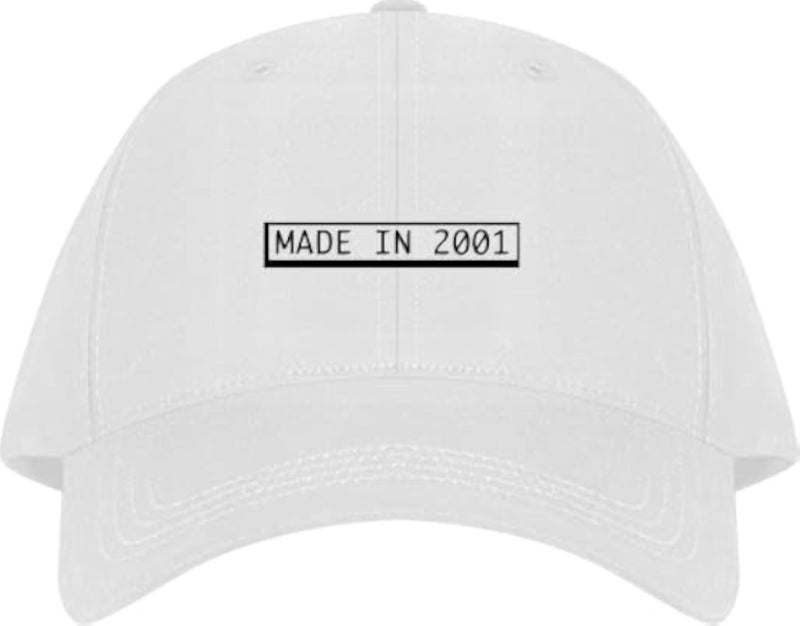 MADE IN 2001 Plain unisex baseball cap White