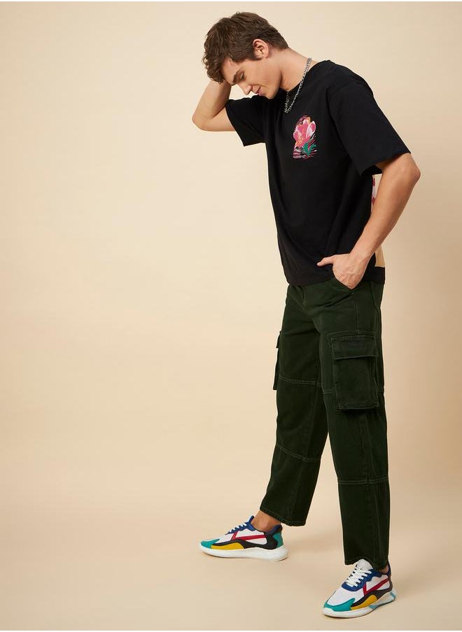 HIGH STAR - Mid Rise Plain Cargo Jeans by Styli - Image 1