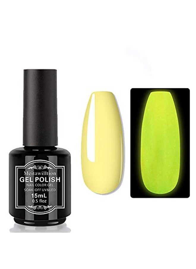 Meitawilltion - Glow In The Dark Gel Nail Polish,15Ml Soak Off Uv Luminous Effect Gel Polish,Fluorescent Bright Lacquer Salon Diy At Home Neon Yellow - Image 1