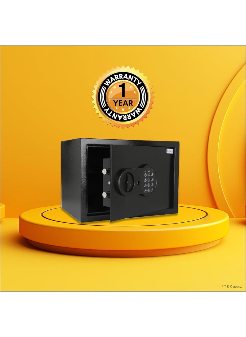VALENCIA - Valencia Crux 300 Digital Safe Locker for Home Office Hotels 27 Litres Digital Lock Pin Code Knob Access Emergency Key Salient Light Indicators Tijori Locker Safes Black - Image 1