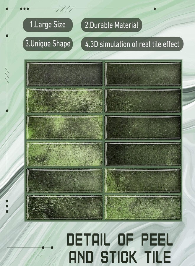 Drydiet 10 Sheets Tile Peel and Stick Backsplash 11.43 x 9 3D Wall Kitchen Stick on Tiles for Kitchen Marble Tiles (Green) - Image 3