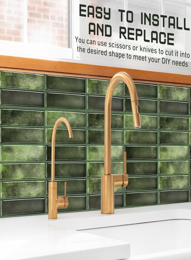 Drydiet 10 Sheets Tile Peel and Stick Backsplash 11.43 x 9 3D Wall Kitchen Stick on Tiles for Kitchen Marble Tiles (Green) - Image 5