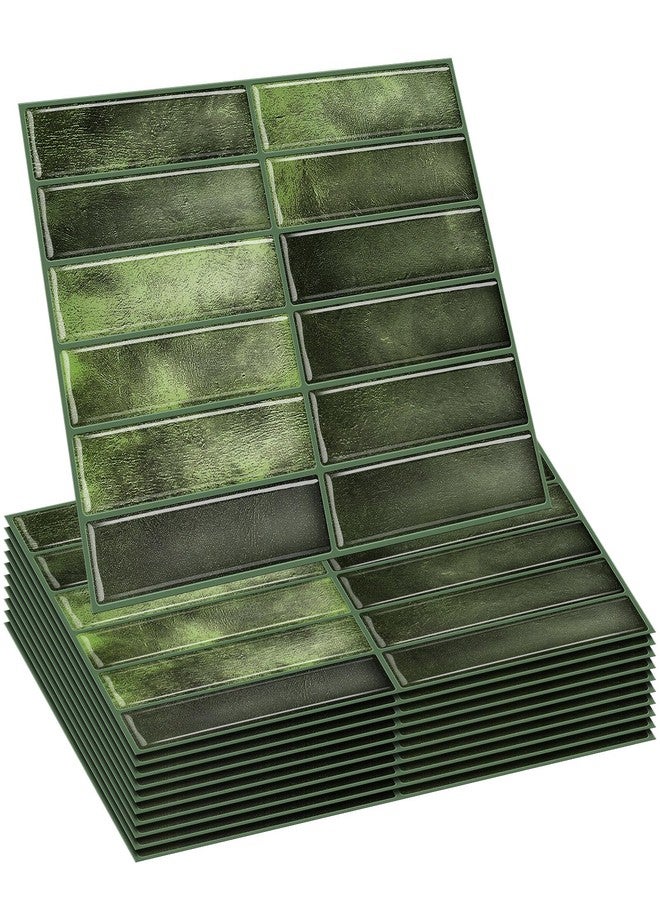 Drydiet 10 Sheets Tile Peel and Stick Backsplash 11.43 x 9 3D Wall Kitchen Stick on Tiles for Kitchen Marble Tiles (Green) - Image 1