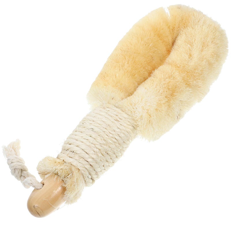 Natural Sisal Exfoliating Shower Brush With Wood Handle For Adult Body Scrubber - Image 2