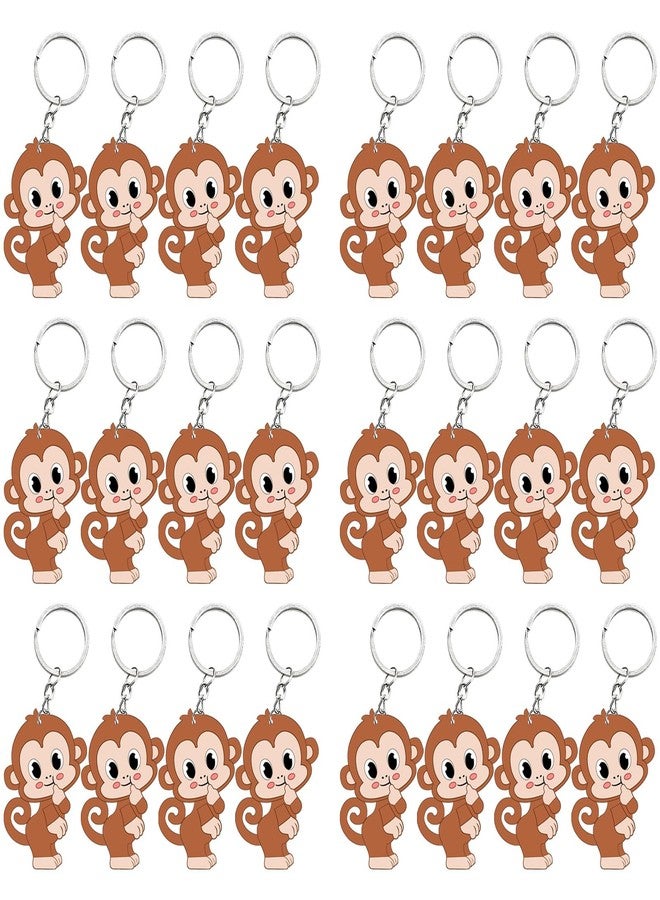 Elecrainbow 24 Pack Monkey Keyring Pack Party Favor for Safari Party, Jungle Baby Shower, Zoo Animal Themed Kids Birthday, Wild ONE First Birthday, Gender Reveal - Image 1