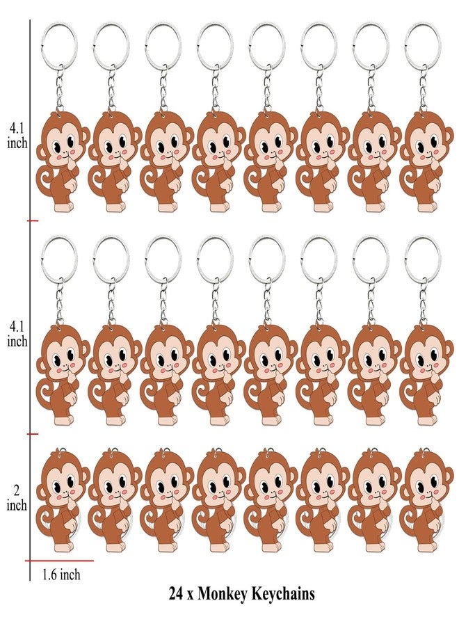 Elecrainbow 24 Pack Monkey Keyring Pack Party Favor for Safari Party, Jungle Baby Shower, Zoo Animal Themed Kids Birthday, Wild ONE First Birthday, Gender Reveal - Image 2