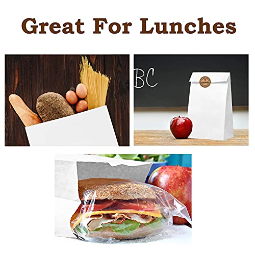 Mintboo Paper Lunch Bags 50 Count Large White Lunch Bags Kraft White Paper Bags 8LB White Lunch Sacks Strong for Small Business - Image 3