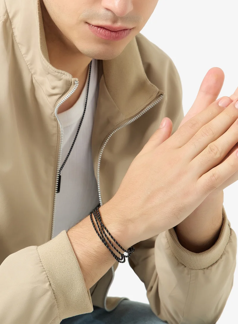 Seventy Five  Adjustable Braided Vegan leather Bracelet for Men | Best Price UAE