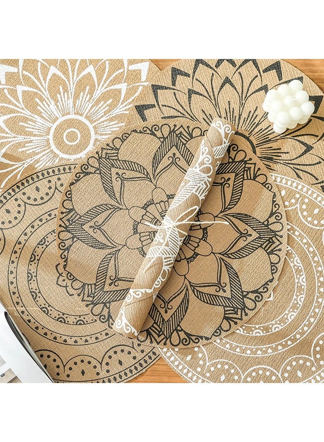 meayul Set Of 6 Round Plate Mat, PVC Place Mat, Heat Resistant Table Mats, Dining Table Mat Vintage Washable table Mat, for Kitchen Dining Table and Coffee Table Decor - Image 5