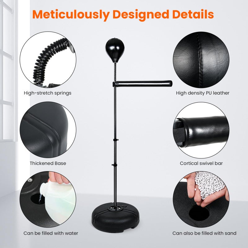 INNOLIFE Height Adjustable Boxing Bar, Boxing Spinning Bar with Punching Bag, Speed Trainer for Home Gym, Black - Image 2