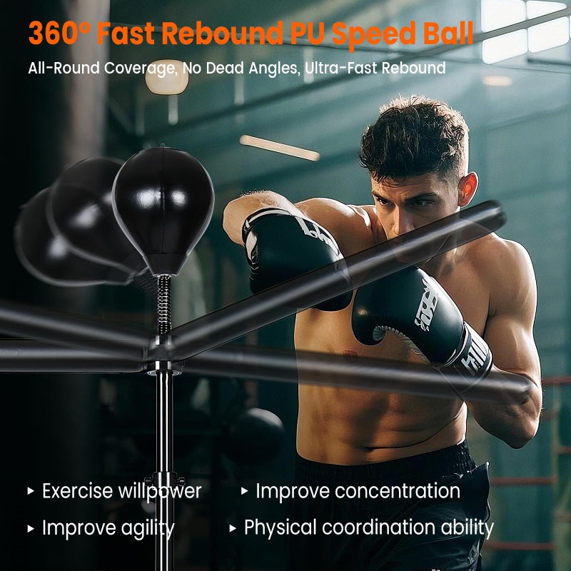 INNOLIFE Height Adjustable Boxing Bar, Boxing Spinning Bar with Punching Bag, Speed Trainer for Home Gym, Black - Image 4