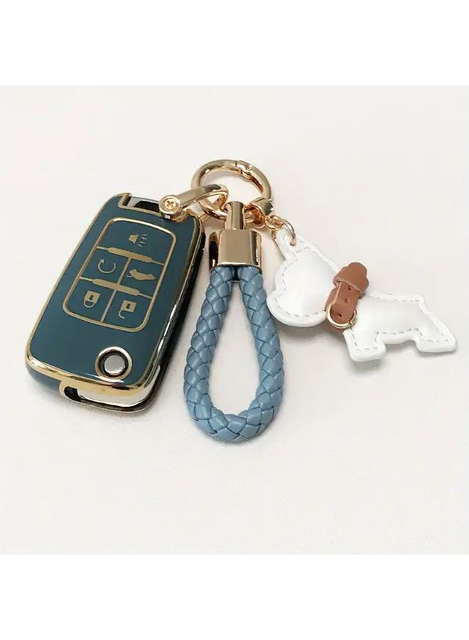 Black TPU Full Protection Key Fob Cover For Chevrolet Buick GMC Equinox Camaro Cruze Malibu Sonic Terrain With Puppy Shape Keychain Car Key Holder Automotive Accessory - Image 4