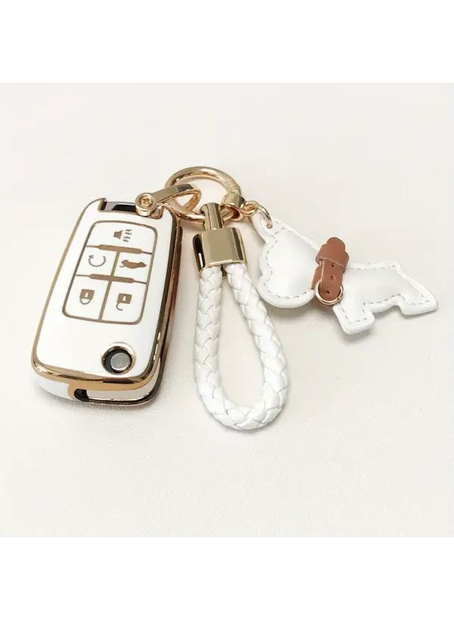 Black TPU Full Protection Key Fob Cover For Chevrolet Buick GMC Equinox Camaro Cruze Malibu Sonic Terrain With Puppy Shape Keychain Car Key Holder Automotive Accessory - Image 5