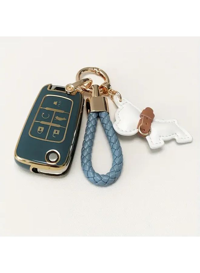 Black TPU Full Protection Key Fob Cover For Chevrolet Buick GMC Equinox Camaro Cruze Malibu Sonic Terrain With Puppy Shape Keychain Car Key Holder Automotive Accessory - Image 2