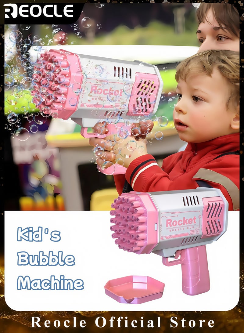 ريوكل ماكينة نفخ الفقاعات للأطفال ذات 40 ثقبًا صانعة فقاعات صاروخية مع منفاخ فقاعات ضوئي ألعاب منفاخ الفقاعات في الهواء الطلق أنشطة الحفلات الصيفية هدايا للأولاد والبنات - Image 1