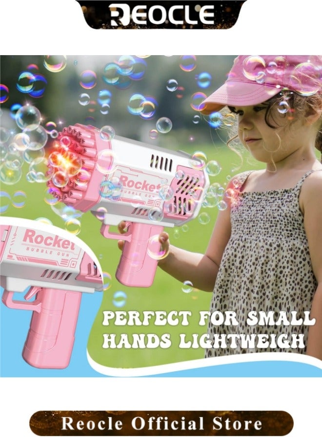 ريوكل ماكينة نفخ الفقاعات للأطفال ذات 40 ثقبًا صانعة فقاعات صاروخية مع منفاخ فقاعات ضوئي ألعاب منفاخ الفقاعات في الهواء الطلق أنشطة الحفلات الصيفية هدايا للأولاد والبنات - Image 4