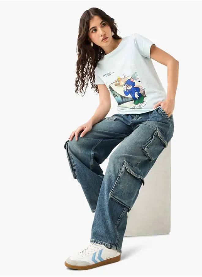 SP Characters Tom and Jerry Print Crew Neck T-shirt