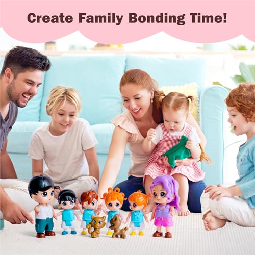 FUNERICA Dollhouse Family Figures & Pets – Bendable Play Dolls for Imaginative Fun & Doll House Play – Little People Family Set with Miniature Accessories – Made of Quality Plastic - Image 4