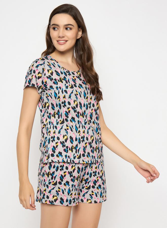 Clovia Animal Print Short Sleeve Top and Shorts Set - Image 4
