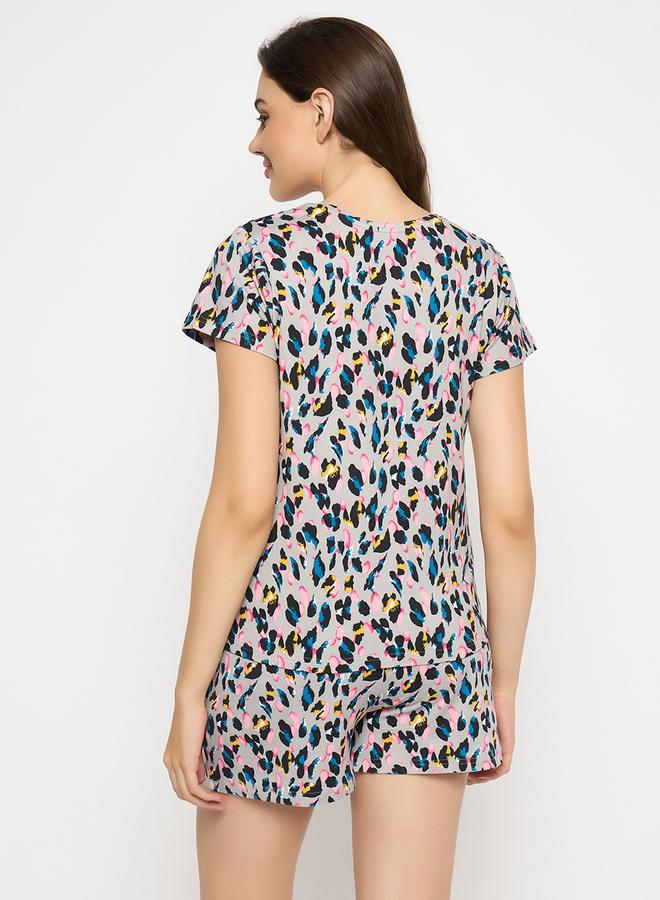 Clovia Animal Print Short Sleeve Top and Shorts Set - Image 5