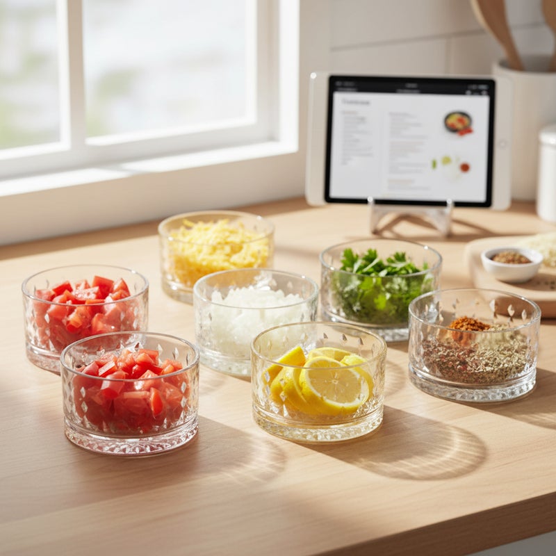 كويزين أرت طقم أوعية زجاجية من كويزين آرت، مصنوعة من زجاج الصودا والجير، مكون من 6 قطع، شفافة | أوعية تقديم زجاجية شفافة بسعة 220 مل للحلويات والوجبات الخفيفة والحساء | أدوات مائدة آمنة للاستخدام مع الطعام في المطبخ وغرفة الطعام - Image 5