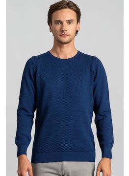Tudors Slim Fit Narrow Cut Crew Neck Honeycomb Patterned Men's Sweater  - Image 3