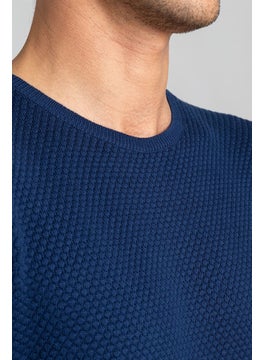 Tudors Slim Fit Narrow Cut Crew Neck Honeycomb Patterned Men's Sweater  - Image 2