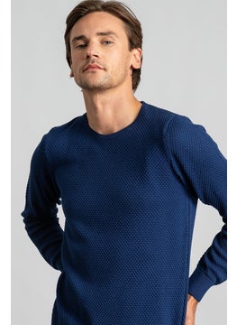 Tudors Slim Fit Narrow Cut Crew Neck Honeycomb Patterned Men's Sweater  - Image 1