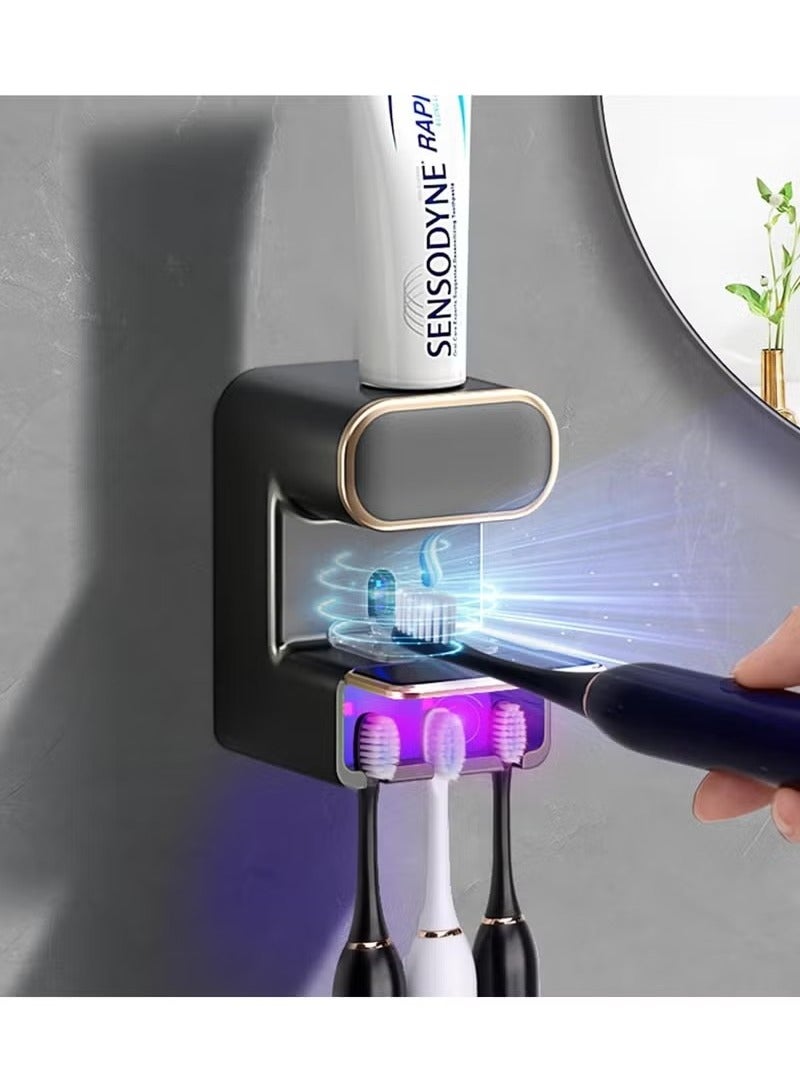 Beauenty Automatic Electric Toothpaste Dispenser, Adult Home Automatic Sensor Toothpaste Dispenser, Toothbrush Sterilizer Holder, Bathroom Wall Mount Toothpaste Pump - Image 1