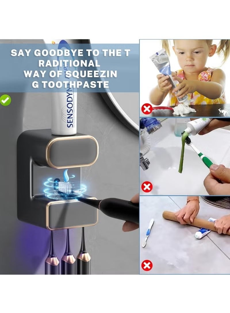 Beauenty Automatic Electric Toothpaste Dispenser, Adult Home Automatic Sensor Toothpaste Dispenser, Toothbrush Sterilizer Holder, Bathroom Wall Mount Toothpaste Pump - Image 3