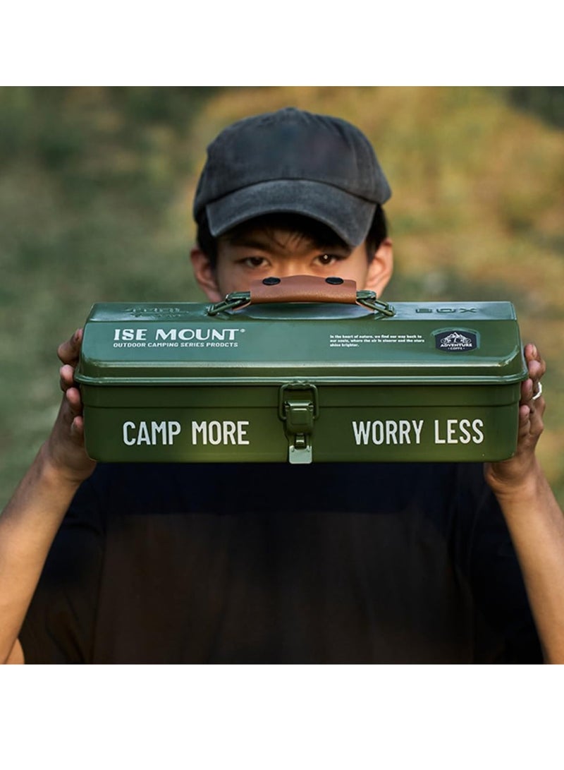 Outdoor Tool Storage Box Portable Storage Box Camping Picnic Metal Tool Storage Box with Handle Tool Storage Box