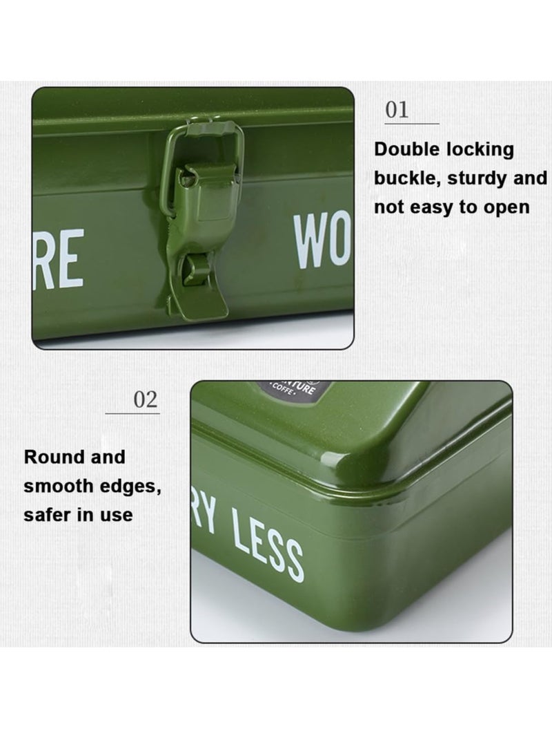 Outdoor Tool Storage Box Portable Storage Box Camping Picnic Metal Tool Storage Box with Handle Tool Storage Box