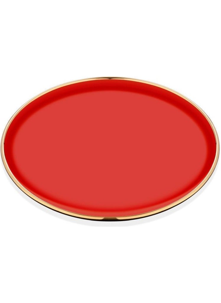 Glore Camille Red Gold Cake Plate 