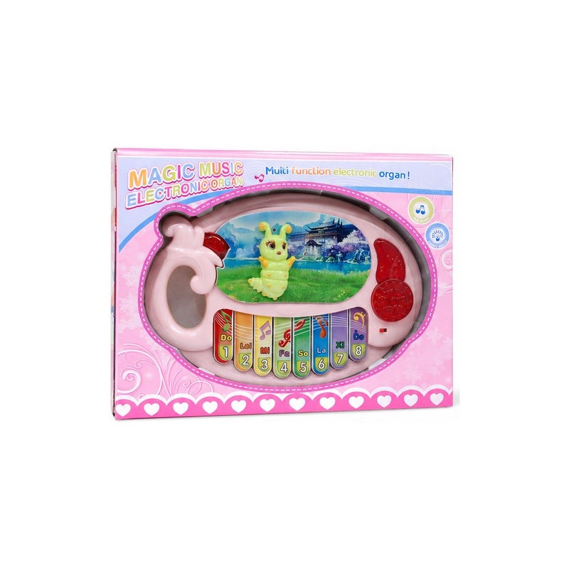 Music & Play | Magic Music Electronic Organ Toy for Toddlers, Pink Piano Keyboard with Caterpillar Theme - Image 2