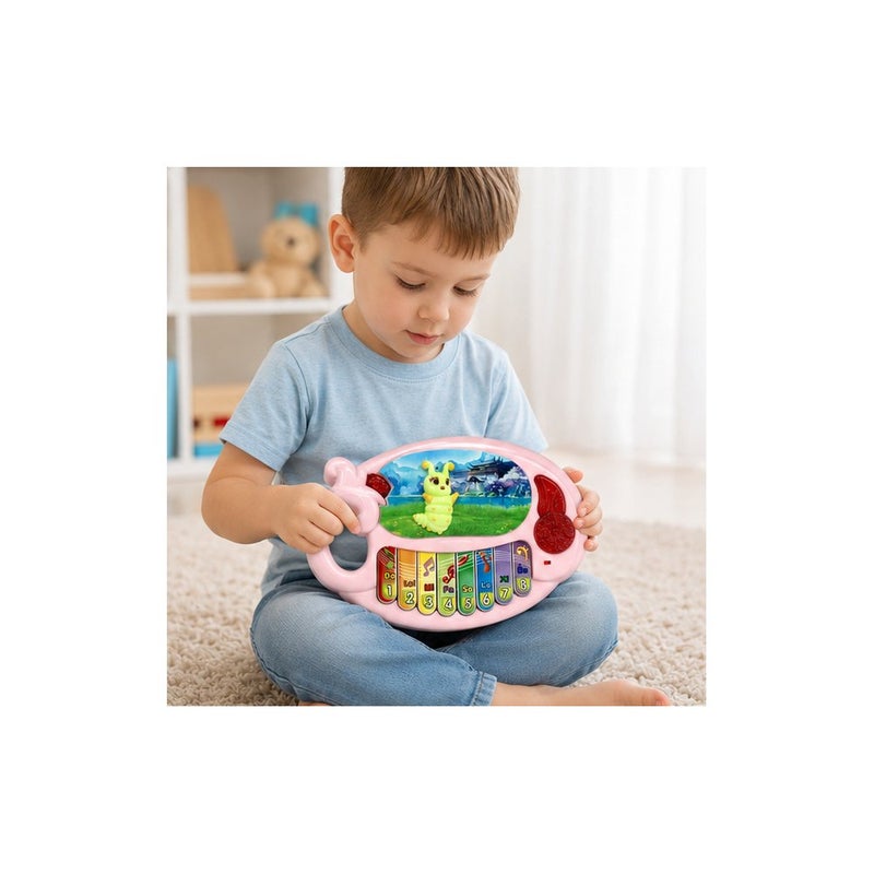Music & Play | Magic Music Electronic Organ Toy for Toddlers, Pink Piano Keyboard with Caterpillar Theme - Image 4