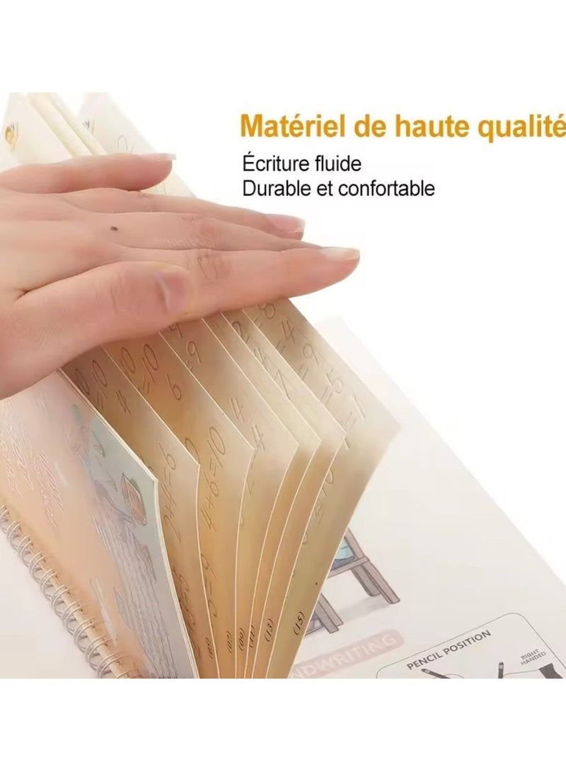 4 مجموعات من الأطفال السحر نسخة ، مع سهولة فهم القلم و القلم الأساسية ، قابلة لإعادة الاستخدام مجموعة تمارين الكتابة اليدوية . - Image 2