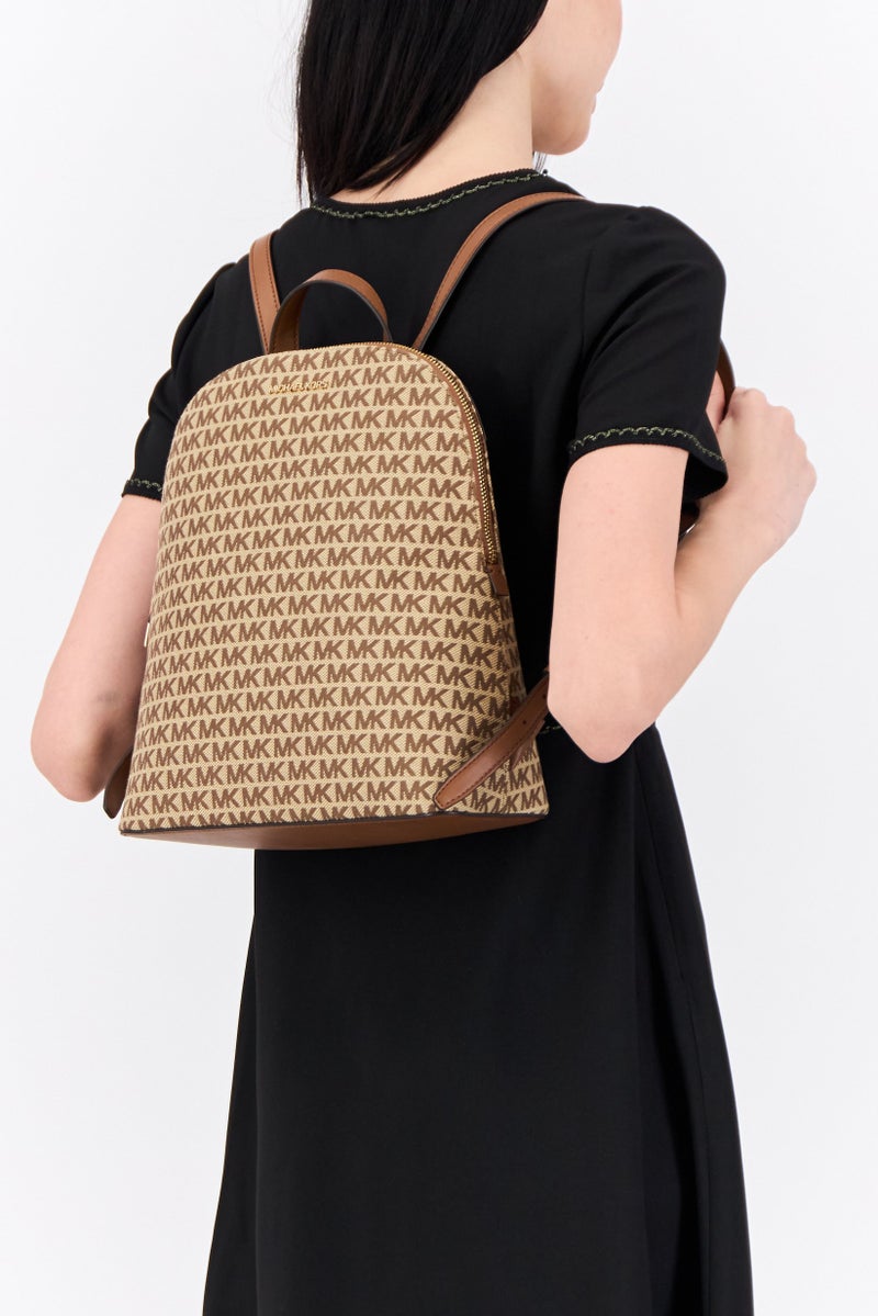 Michael Kors Women Monogram Backpack 31 H x 24 L x 11,5 W cm, Black/Brown  - Image 2