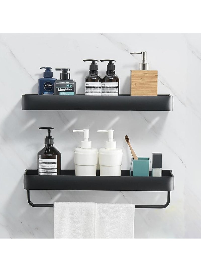 MIXDE 2-Tier Bathroom Wall Shelf for Bathroom Floating Shelf with Towel Holder 40cm - Image 1