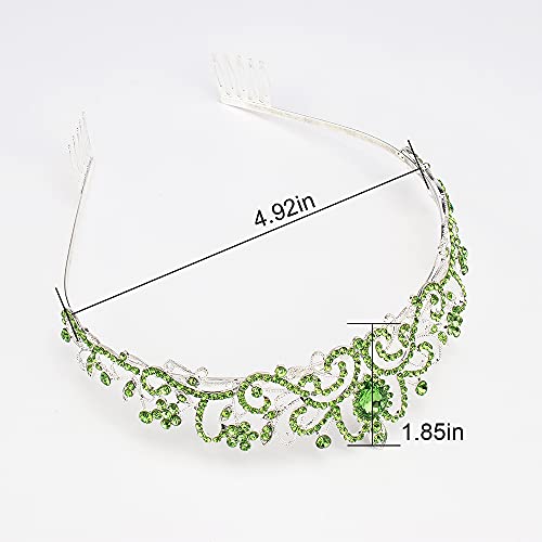 Didder Silver Tiaras and Crowns for Women - Elegant Green Crystal Princess Crowns for Girls - Bridal, Wedding, Prom, Birthday Party - Image 2