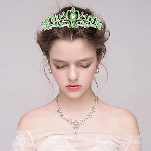 Didder Silver Tiaras and Crowns for Women - Elegant Green Crystal Princess Crowns for Girls - Bridal, Wedding, Prom, Birthday Party - Image 5