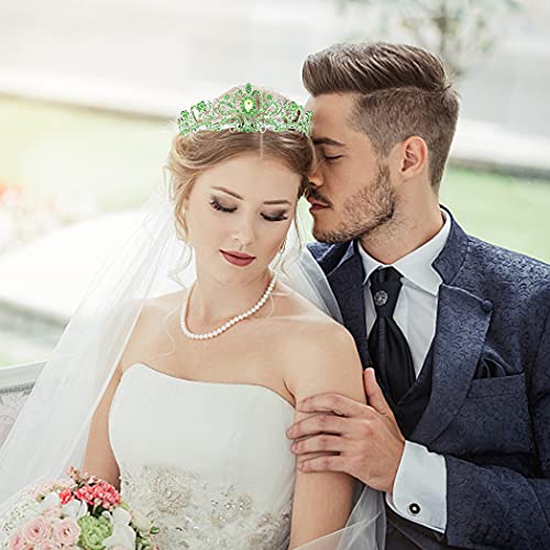 Didder Silver Tiaras and Crowns for Women - Elegant Green Crystal Princess Crowns for Girls - Bridal, Wedding, Prom, Birthday Party - Image 3