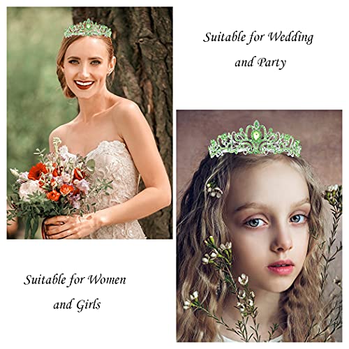 Didder Silver Tiaras and Crowns for Women - Elegant Green Crystal Princess Crowns for Girls - Bridal, Wedding, Prom, Birthday Party - Image 4