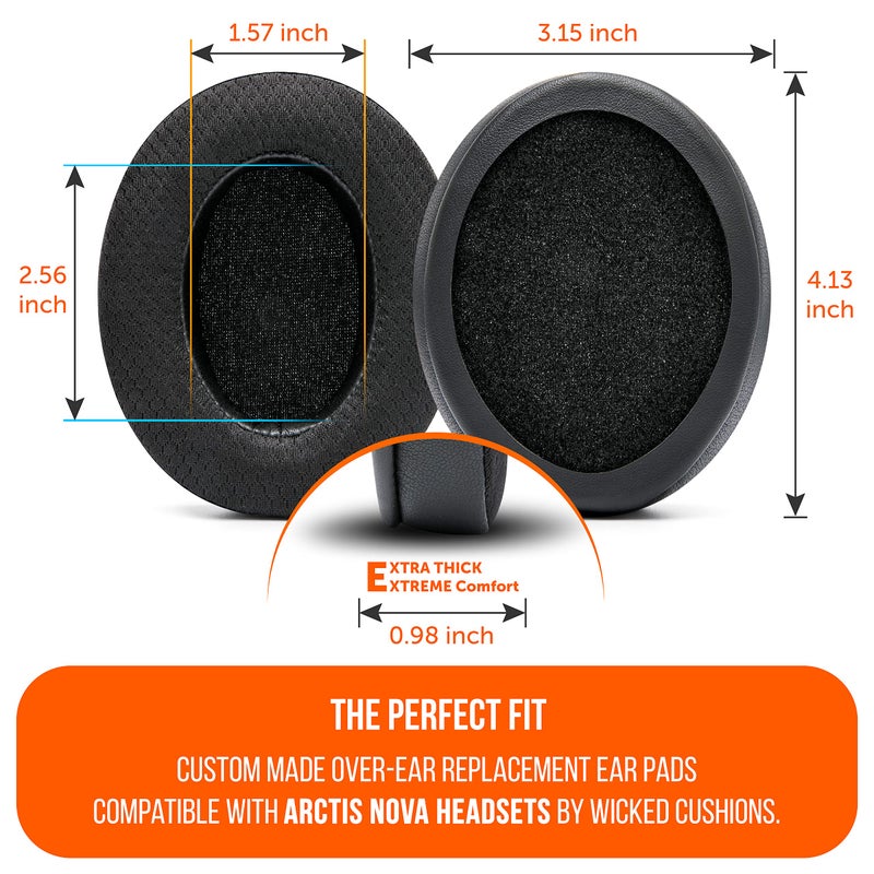 WC Freeze for Arctis Nova - Hybrid Fabric Cooling Gel Replacement Earpads for Arctis Nova Pro Wired, Nova 7, 5, 4, 3, 1 - Made by Wicked Cushions (Does Not Fit Nova Pro Wireless) | Black - Image 5