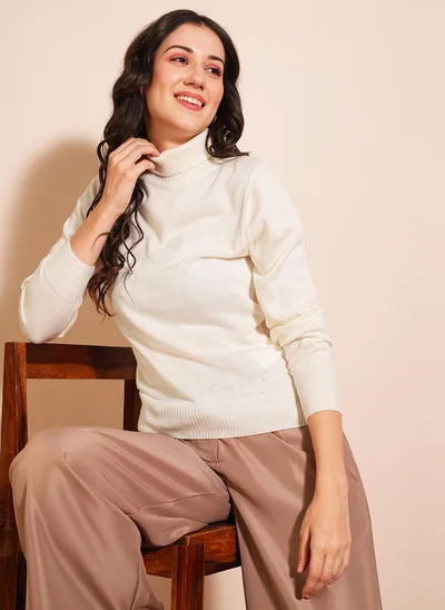 جلو باص بلوفر نسائي بياقة سلحفاة من جلوبس