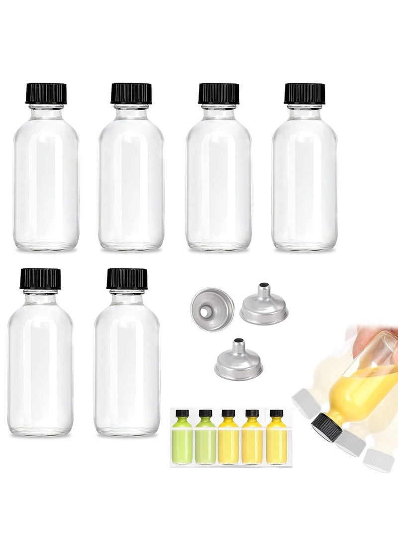 إكسفور 2 أونصة زجاجة زجاجية صغيرة شفافة مع غطاء ، مع 3 مسمار من الفولاذ المقاوم للصدأ ، زجاجة عينة مستديرة بوسطن ، زجاجة سفر صغيرة للعصير ، عصير الزنجبيل ، الزيت ، السائل ، بدون تسرب (6 أجزاء ، 60 مل) - Image 1