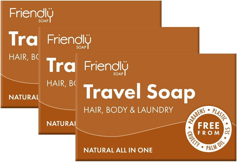FRIENDLY SOAP Natural Travel Soap 3 x 95g UK