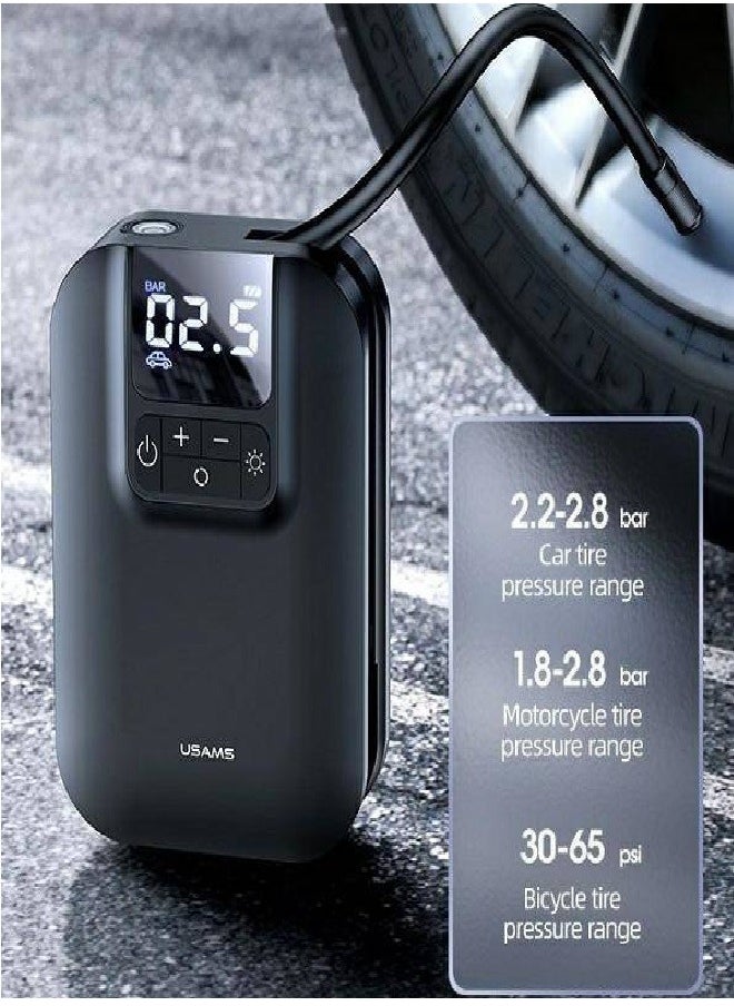 Air Compressor Portable Electric LED Lights 5000mAh, Mini Portable Air Compressor with LED Pressure Sensor for Car, Bicycle, Motorcycle, Ball, Bike, Balloon, Black - pzsku/Z7B060317676DAC70291FZ/45/_/1716823359/49f055de-879a-4be5-b48f-4540286b49a7