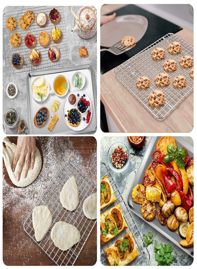 P&P CHEF مجموعة صواني خبز ورفوف من P&P CHEF مقاس 16 + 12.5 + 10.4 + 9 بوصة، صواني خبز من الفولاذ المقاوم للصدأ مع رفوف تبريد للطهي والتحميص، آمنة للاستخدام في الفرن وغسالة الصحون، (8 قطع) - Image 5